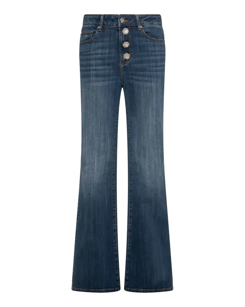 Fracomina Schlagjeans mit Blumenknöpfen - Blau Blau