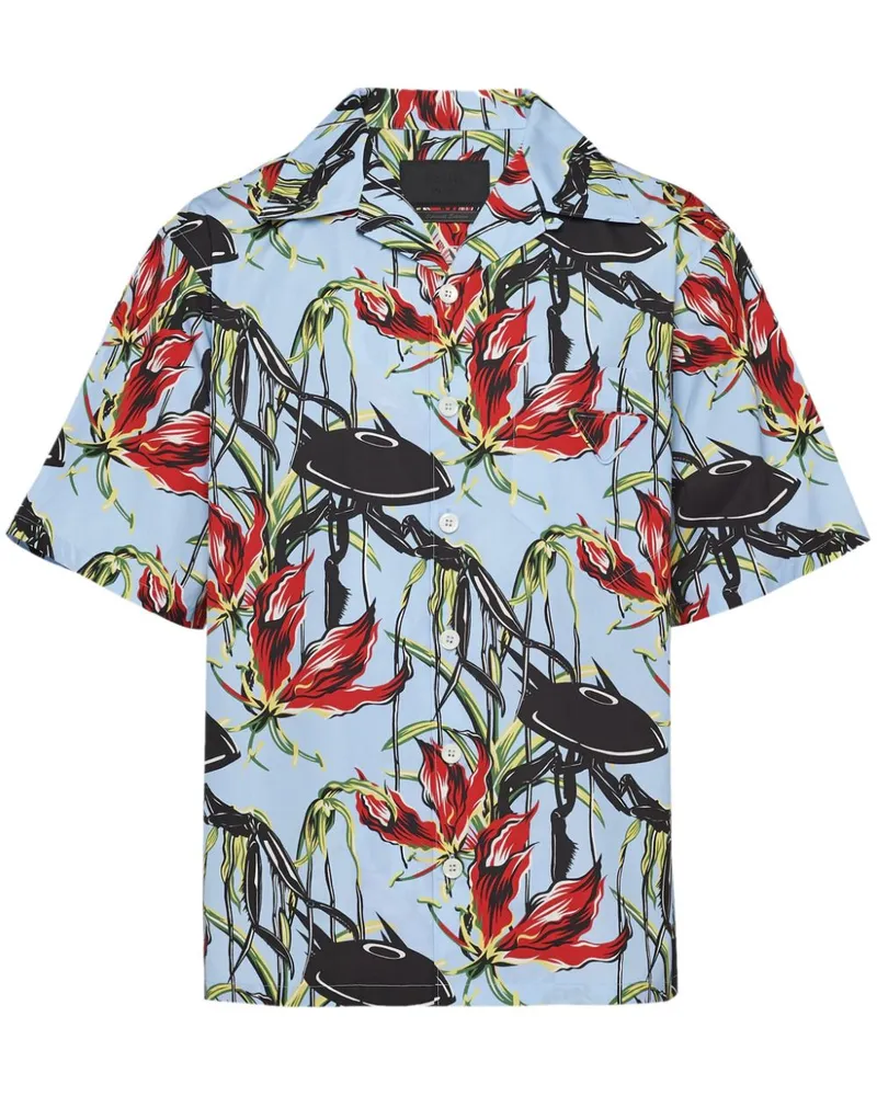 Prada Hemd mit UFO-Print - Blau Blau