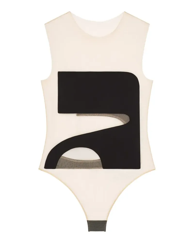 Courrèges Illusionierter Body mit Cut-Out - Schwarz Schwarz