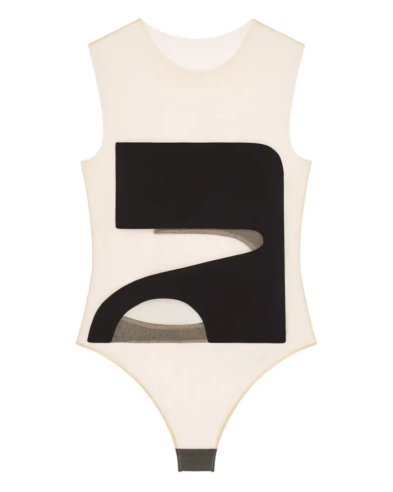 Courrèges Illusionierter Body mit Cut-Out - Schwarz Schwarz
