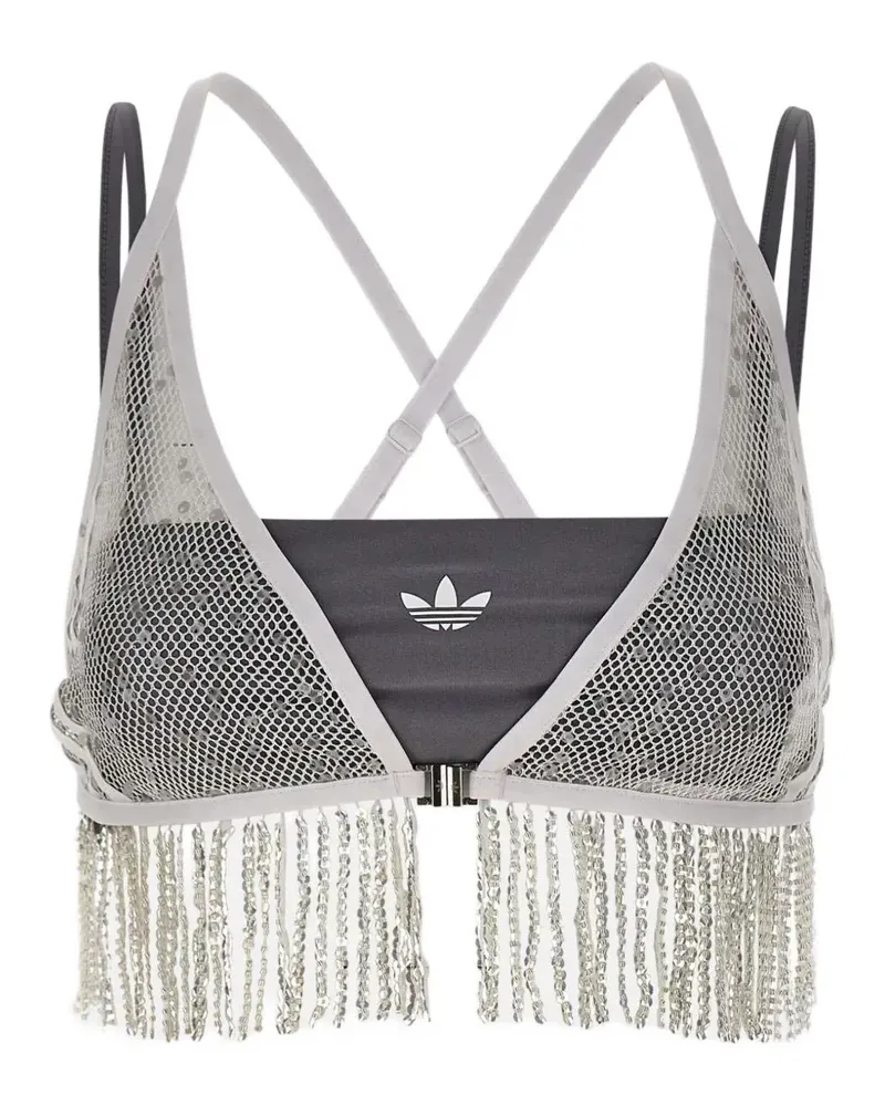adidas Paillettenoberteil mit Fransen - Grau Grau