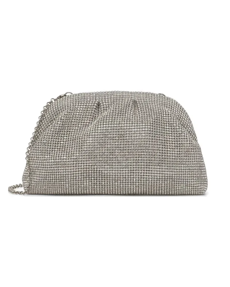 Luisa Spagnoli crystal-embellished ruched clutch bag - Silber Silber