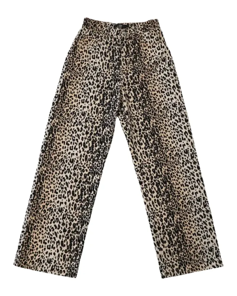HTC Hollywood Trading Company leopard-print wide-leg jeans - Nude Nude