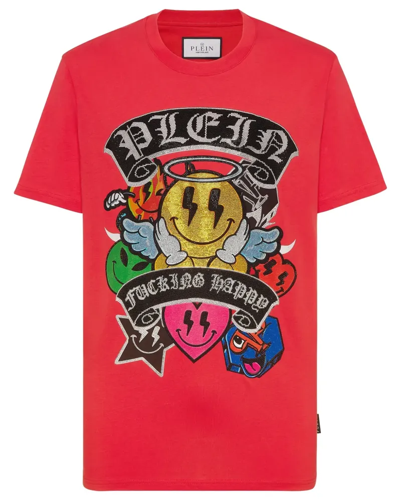 Philipp Plein Strass Smile T-Shirt - Weiß Weiß