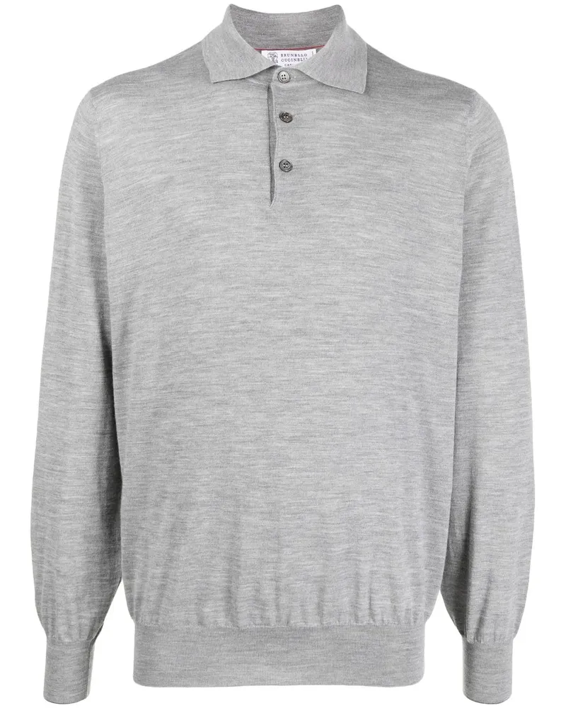 Brunello Cucinelli Gestricktes Poloshirt - Grau Grau