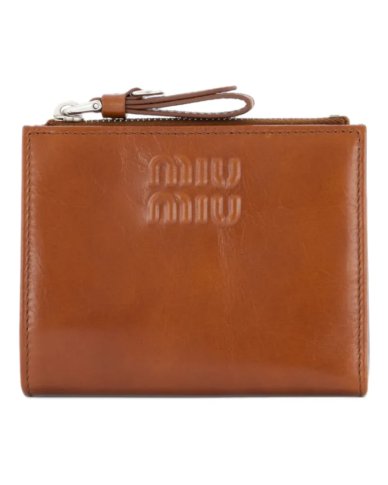 Miu Miu logo leather wallet - Braun Braun