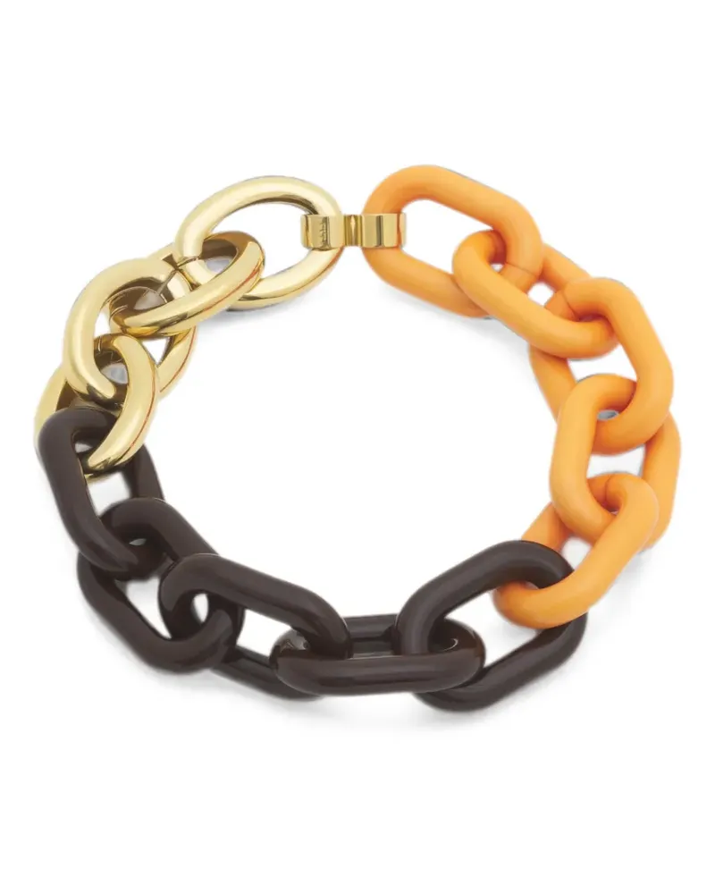 Marni orange and brown resin chain necklace - Gold Gold