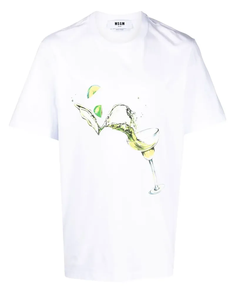MSGM T-Shirt mit Logo-Print - Weiß Weiß