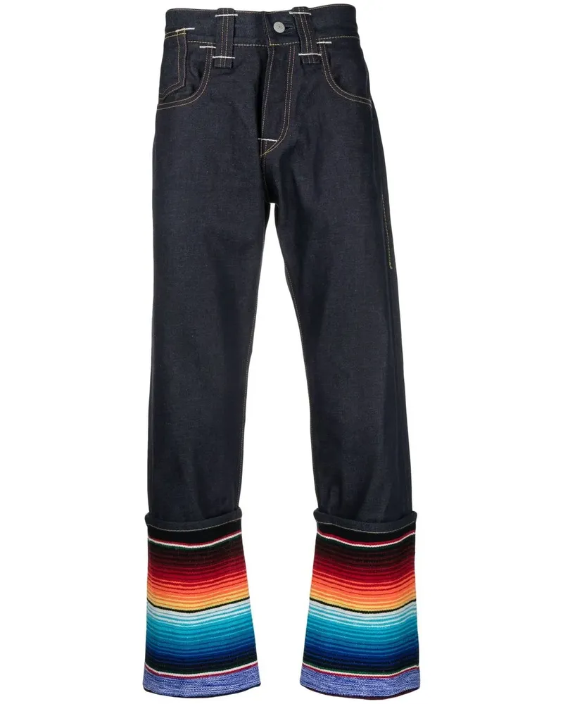 Junya Watanabe Straight-Leg-Jeans mit Streifen - Blau Blau