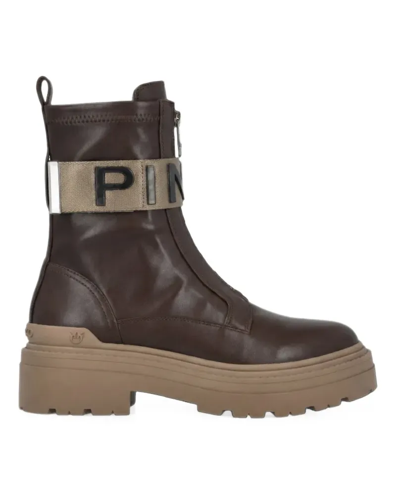 Pinko logo-strap ankle boots - Braun Braun