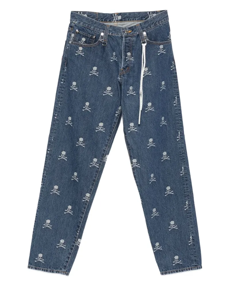 Mastermind Japan Jeans mit Totenkopf-Stickerei - Blau Blau