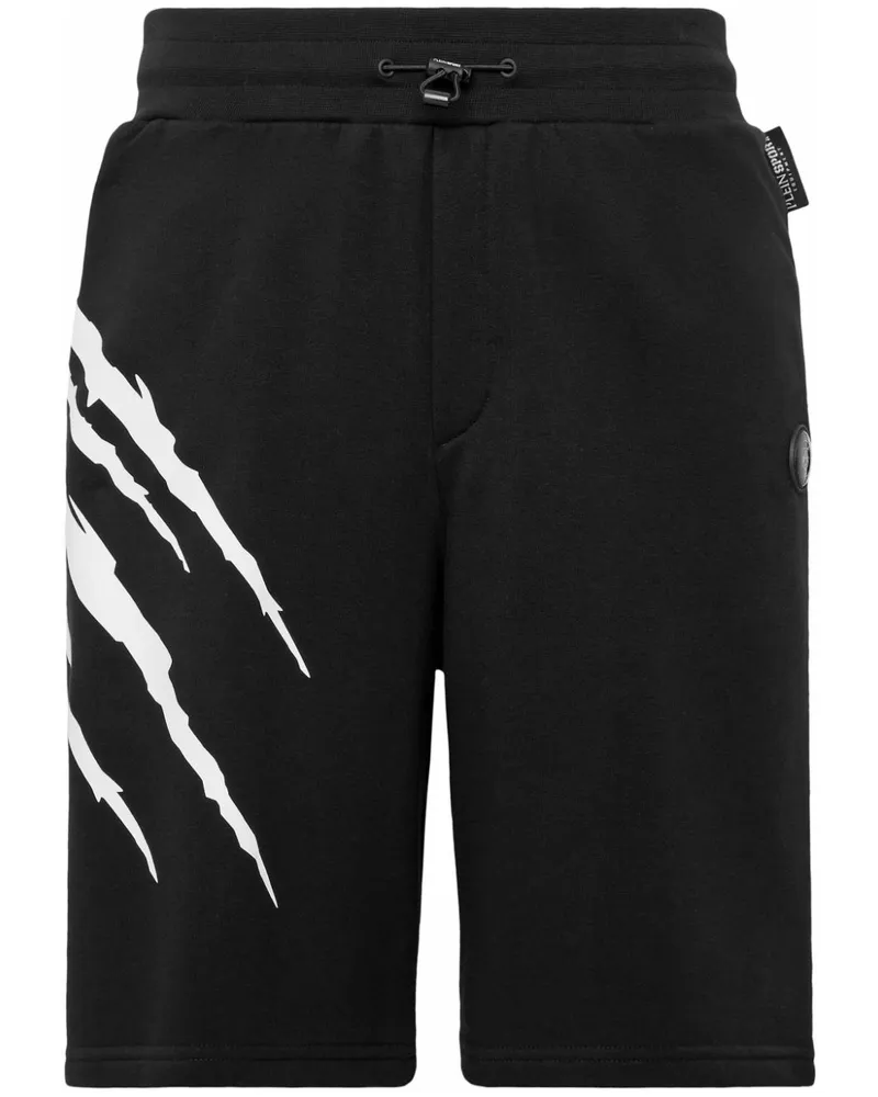 Philipp Plein Joggingshorts mit Scratch-Print - Schwarz Schwarz