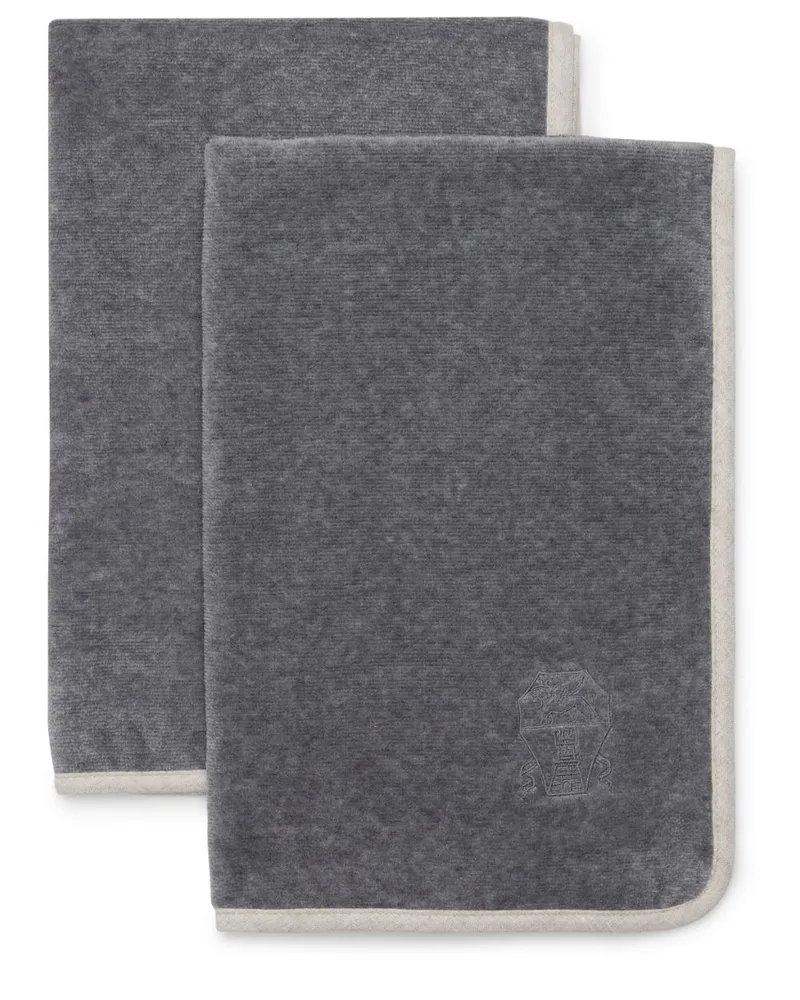 Brunello Cucinelli Handtuch mit Logo-Stickerei (2er-Set) - Grau Grau
