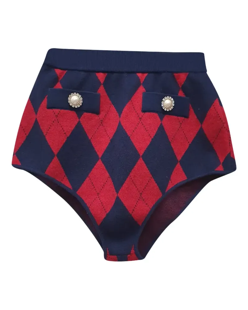 Alessandra Rich argyle knit shorts - Blau Blau