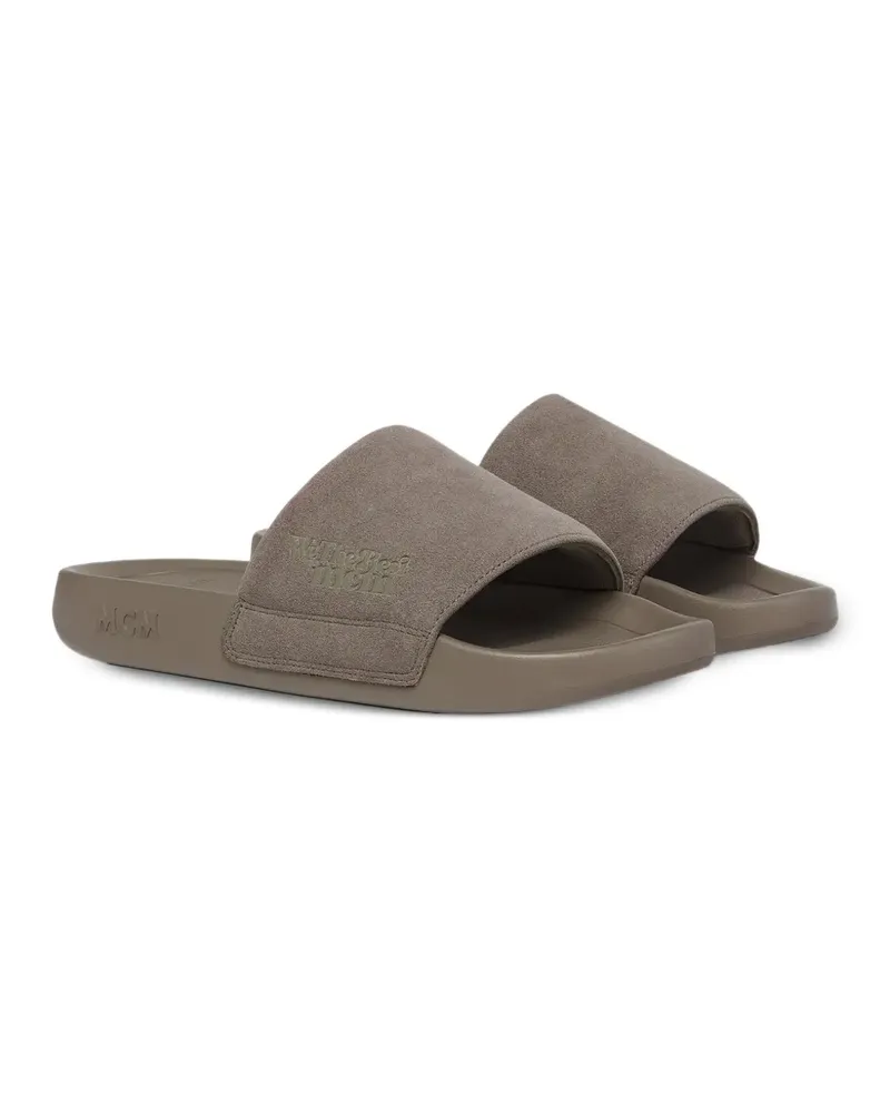 MCM we the best ultrasuede slides - Grau Grau