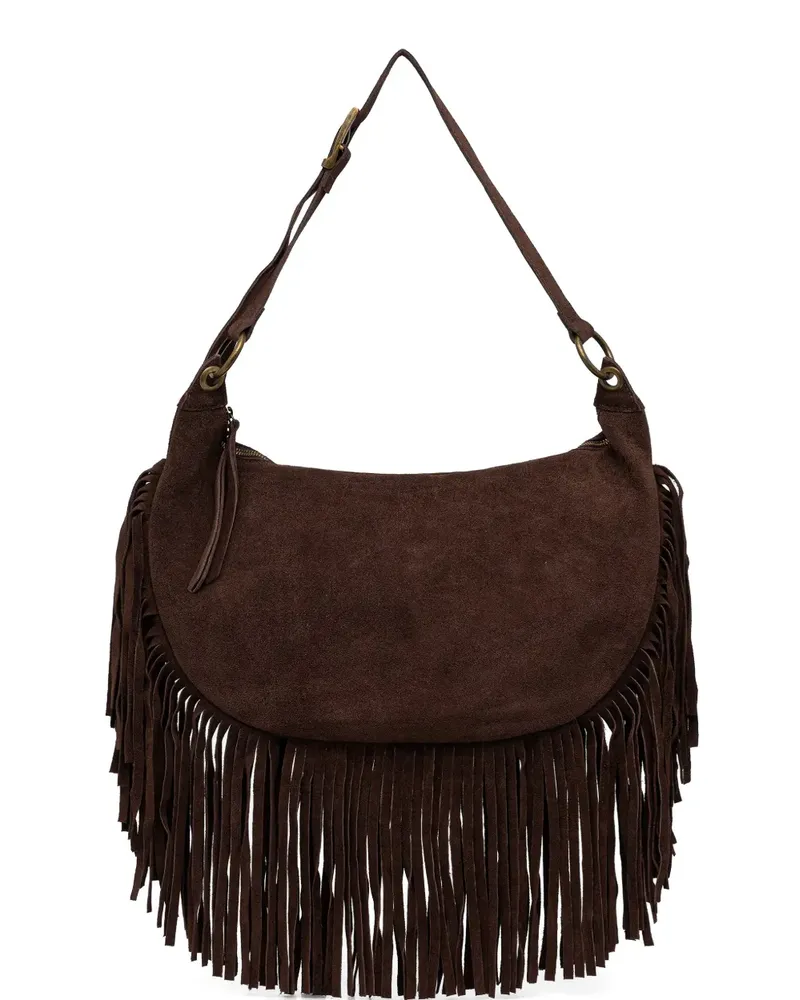 VICOLO fringe-trim suede shoulder bag - Braun Braun