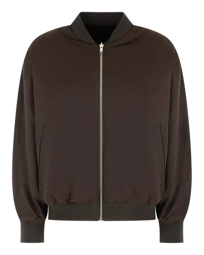 HUGO BOSS reversible relaxed-fit bomber in satin and faux fur - Braun Braun