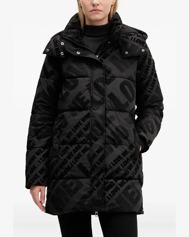 Desigual printed-detail padded coat - Schwarz Schwarz