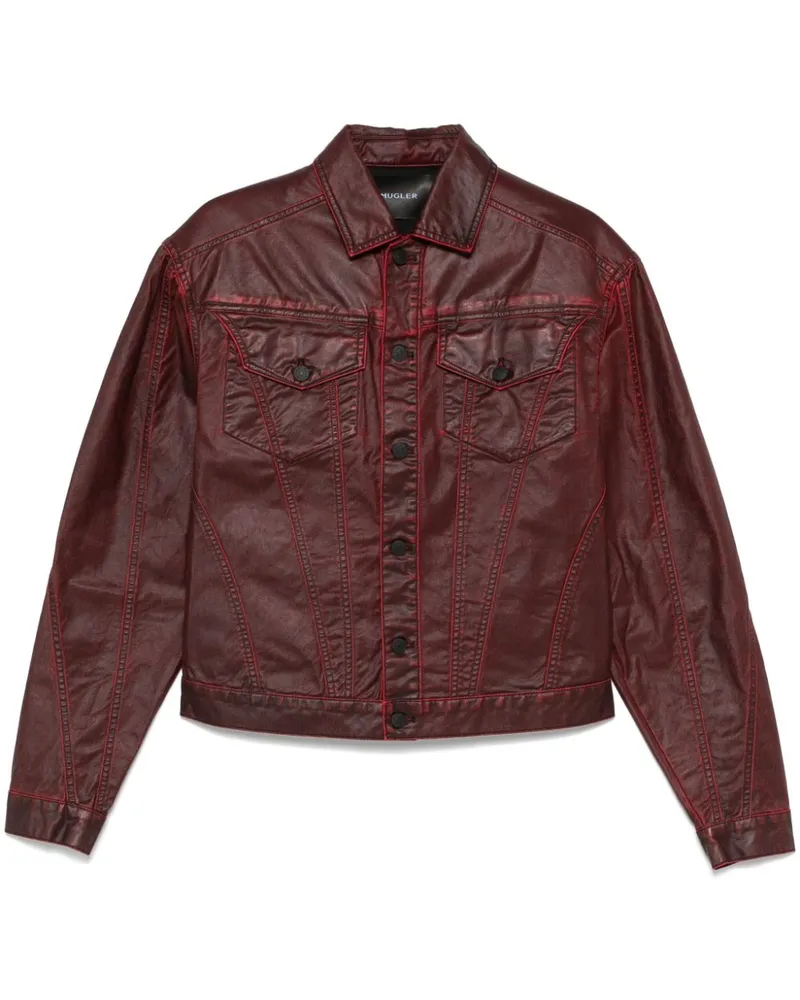 Thierry Mugler Jeansjacke mit Wachs-Effekt - Rot Rot