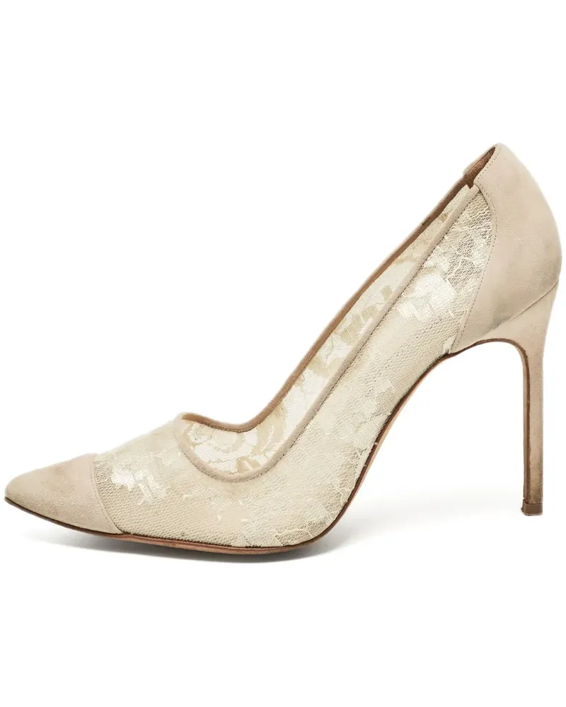 Manolo Blahnik Salola Stiletto-Pumps mit Spitze 100mm - Nude Nude