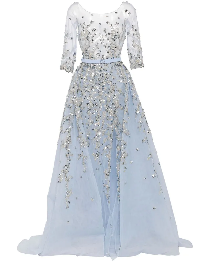 Saiid Kobeisy Abendkleid mit Perlen - Blau Blau