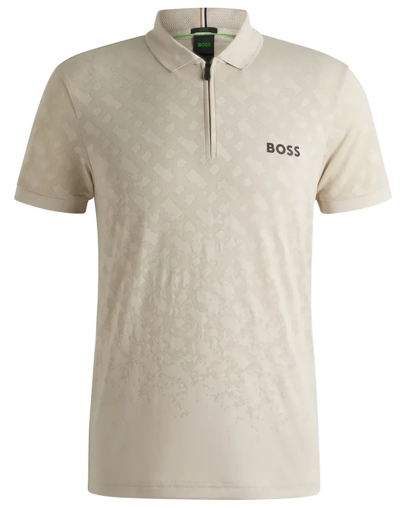 HUGO BOSS Poloshirt mit Monogrammmuster - Nude Nude