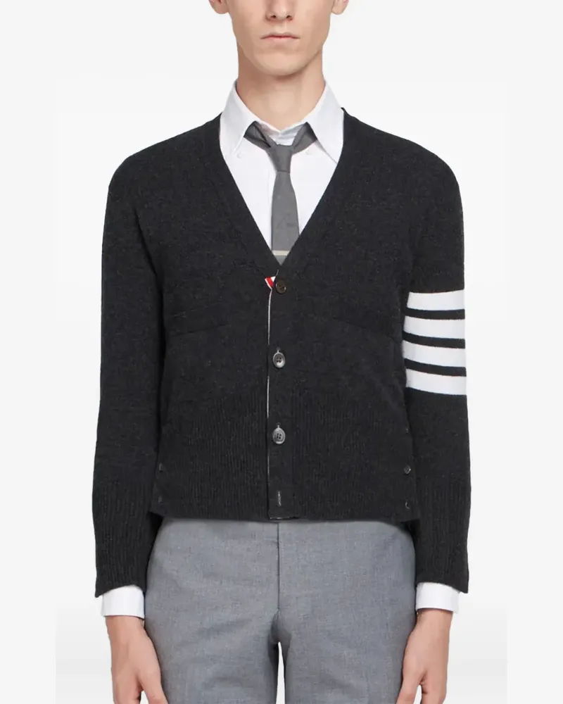 Thom Browne Kaschmircardigan mit gestreiftem Ärmeln - Grau Grau