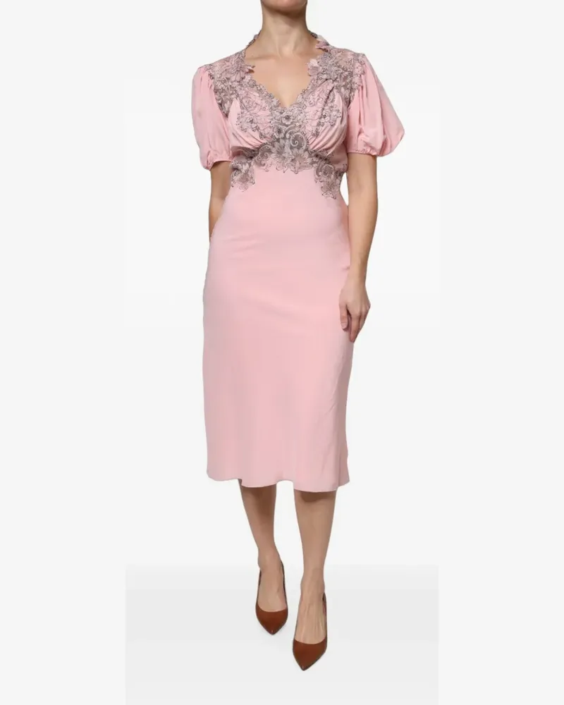 Ermanno Scervino Seiden-Midikleid mit Spitze - Rosa Rosa