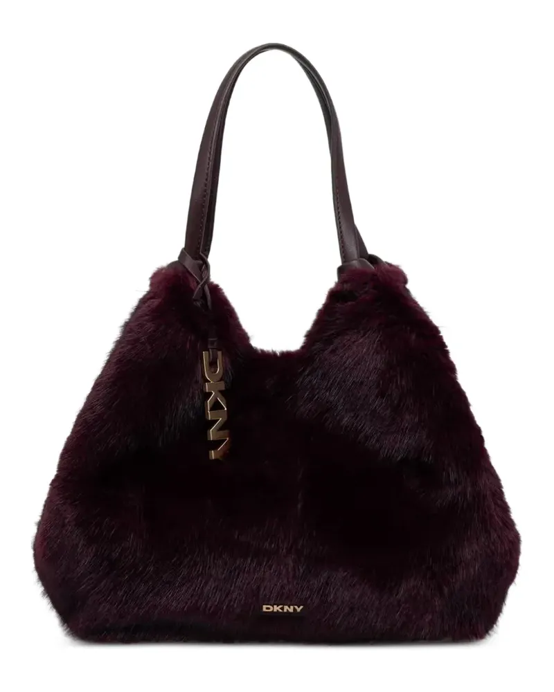 DKNY Mittelgroßer Paula Tote Bag mit Faux Fur-Anhänger - Rot Rot