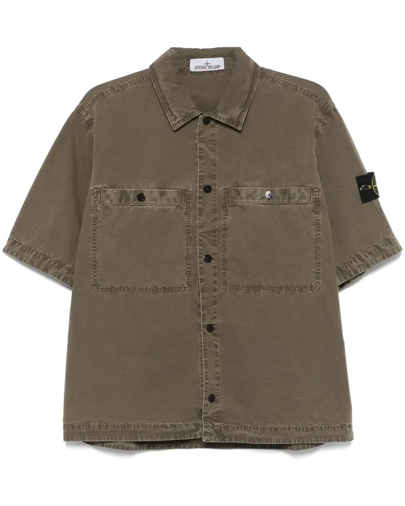 Stone Island Hemd mit Kompass-Patch - Braun Braun