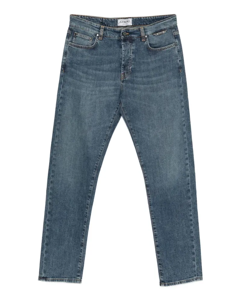 Iceberg logo-plaque straight-leg denim jeans - Blau Blau