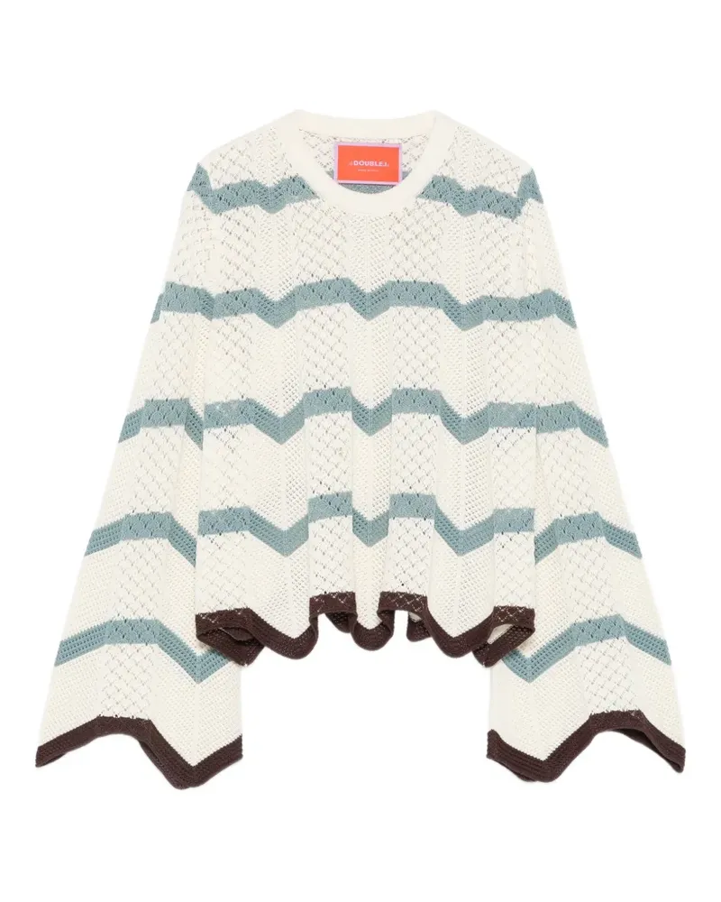 La DoubleJ chevron-knit scalloped-edge knit - Nude Nude
