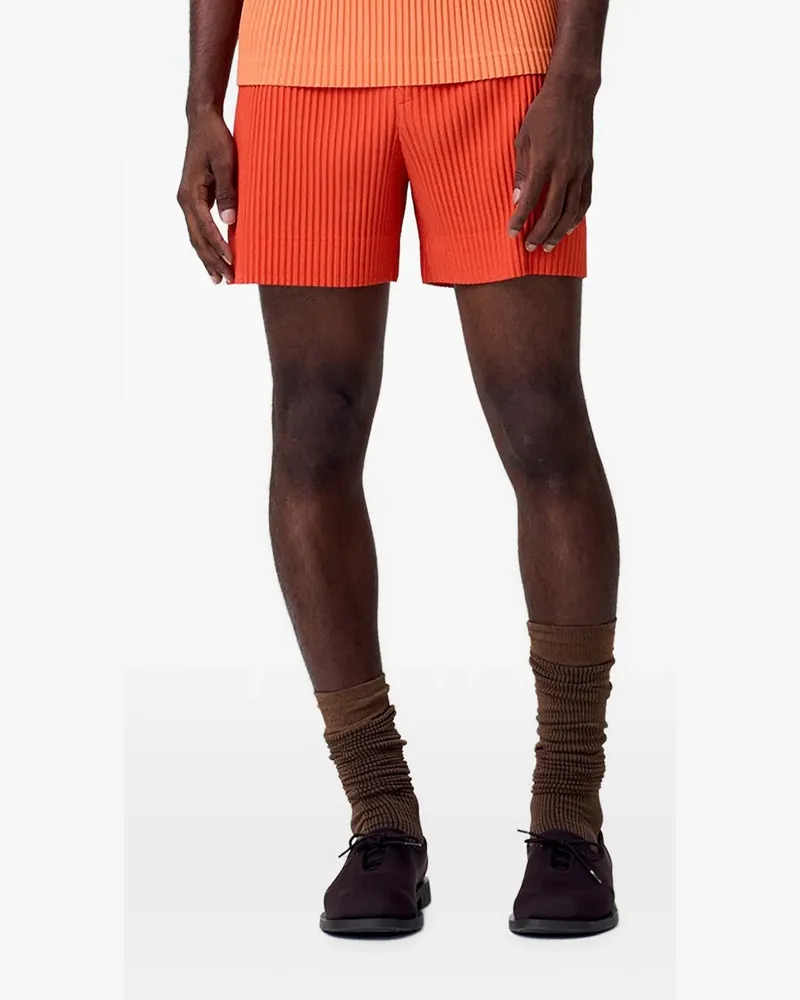 Issey Miyake Colorful Pleats pleated elasticated bermuda shorts - Orange Orange
