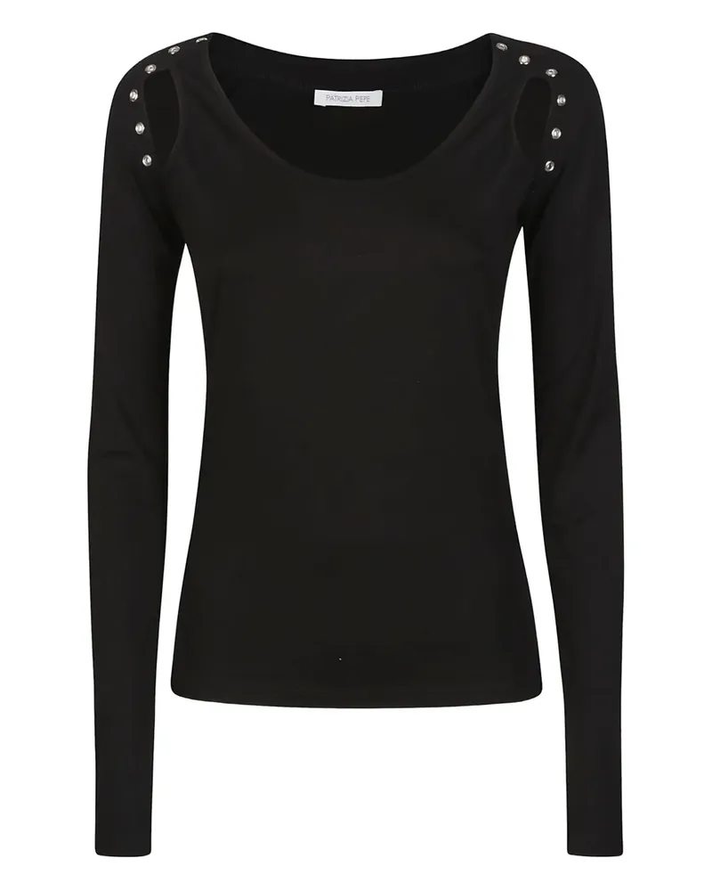 Patrizia Pepe shoulder-detail long-sleeve top - Schwarz Schwarz