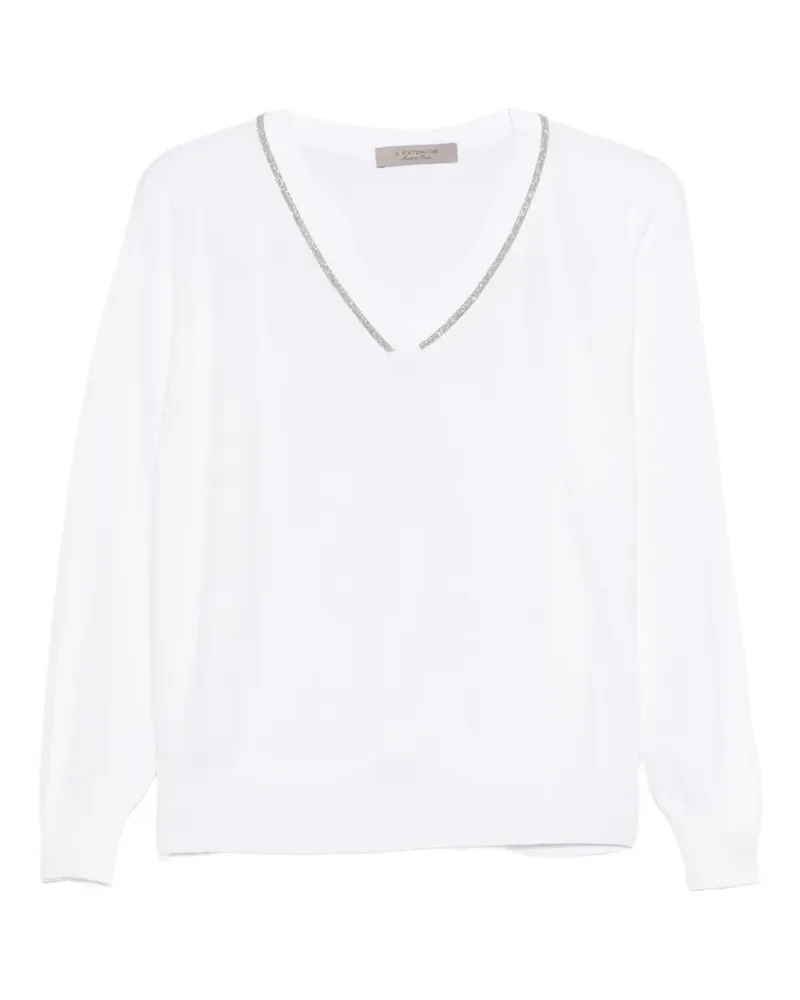 D.EXTERIOR Verzierter Pullover mit V-Ausschnitt - Weiß Weiß