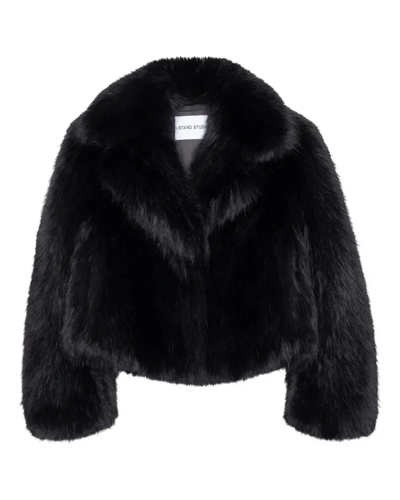 STAND faux-fur jacket - Schwarz Schwarz