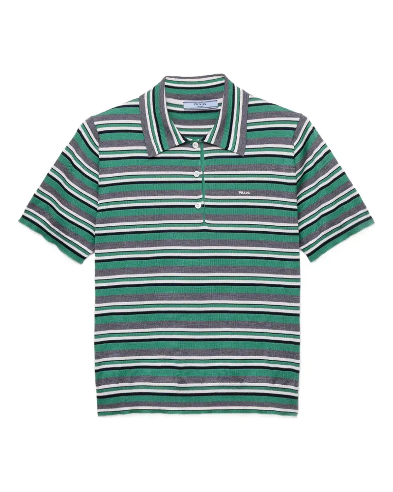 Prada short-sleeved striped cotton polo shirt - Grün Grün