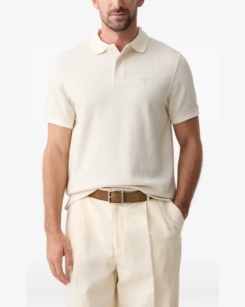 Barbour Harworth ribbed-knit logo-embroidered polo shirt - Weiß Weiß