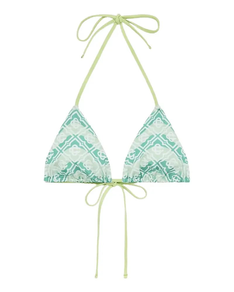 Casablanca Paris String-Bikinioberteil mit Monogrammmuster - Grün Grün