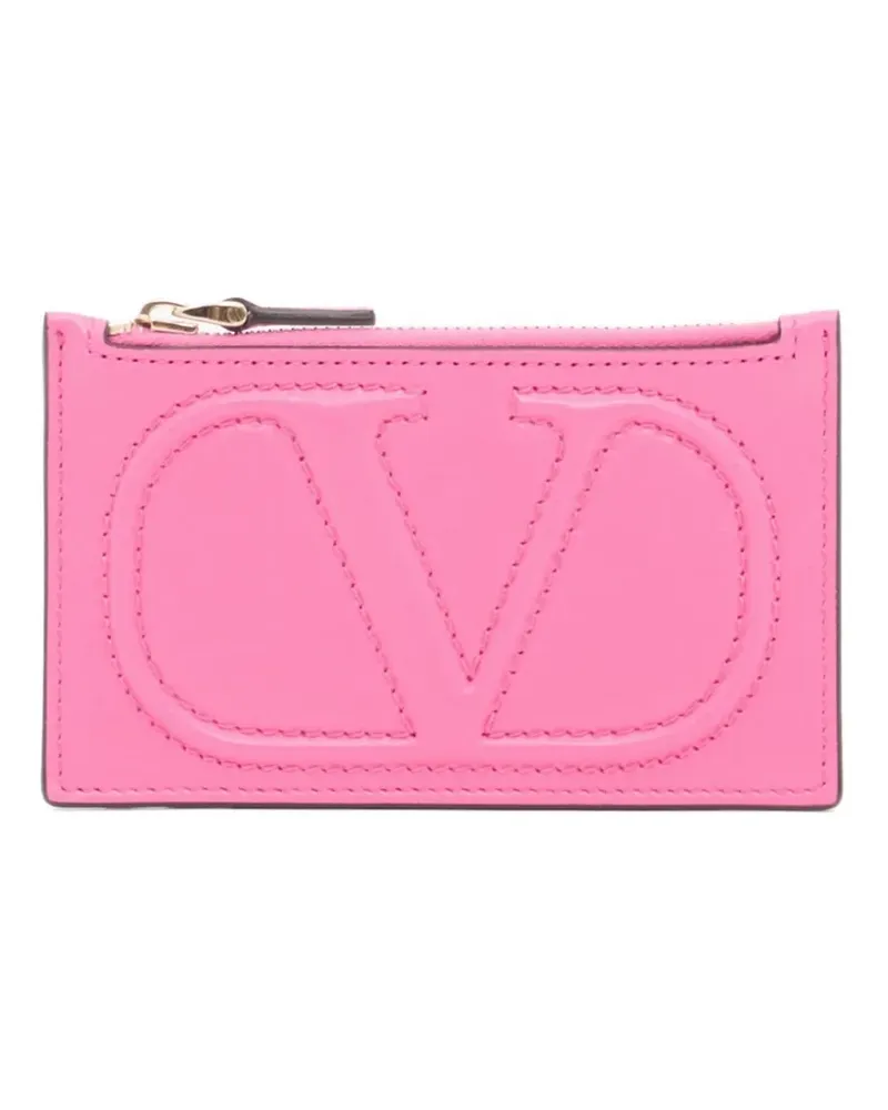 Valentino Garavani VLogo Walk Kartenetui aus Nappaleder - Rosa Rosa