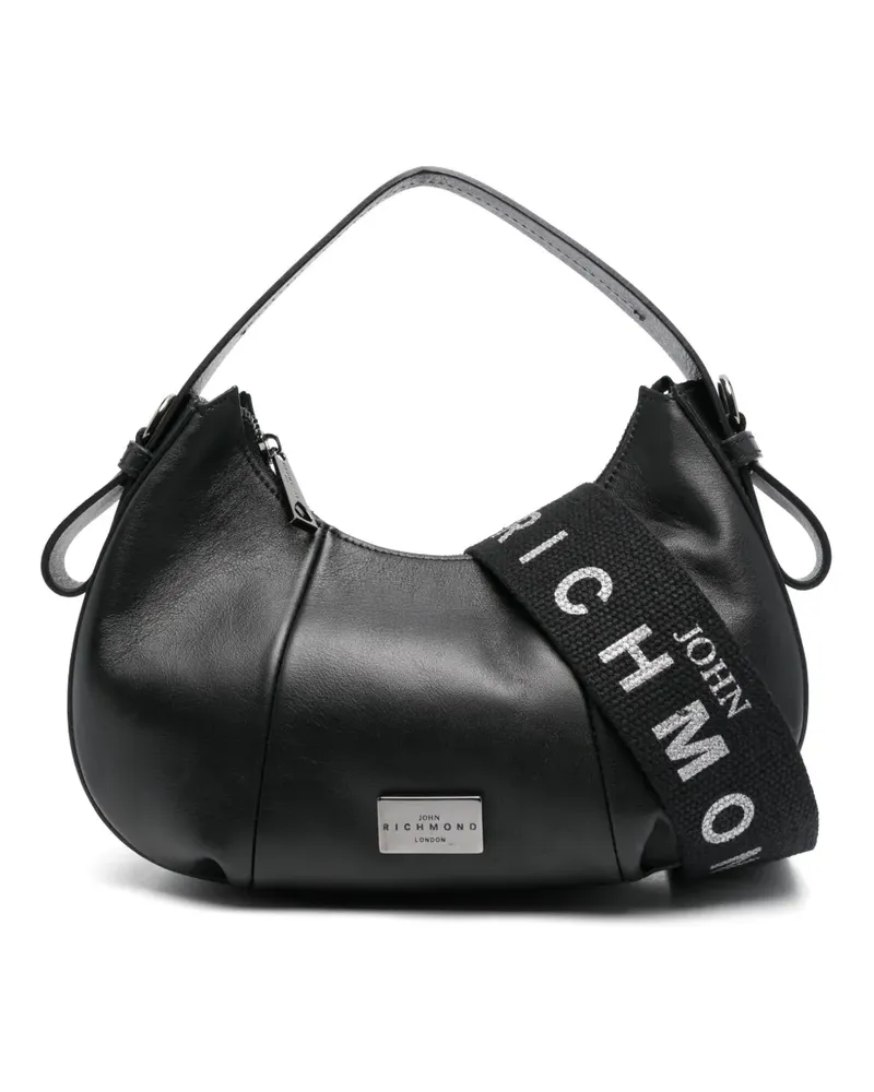 John Richmond Schultertasche mit Logo-Schild - Schwarz Schwarz