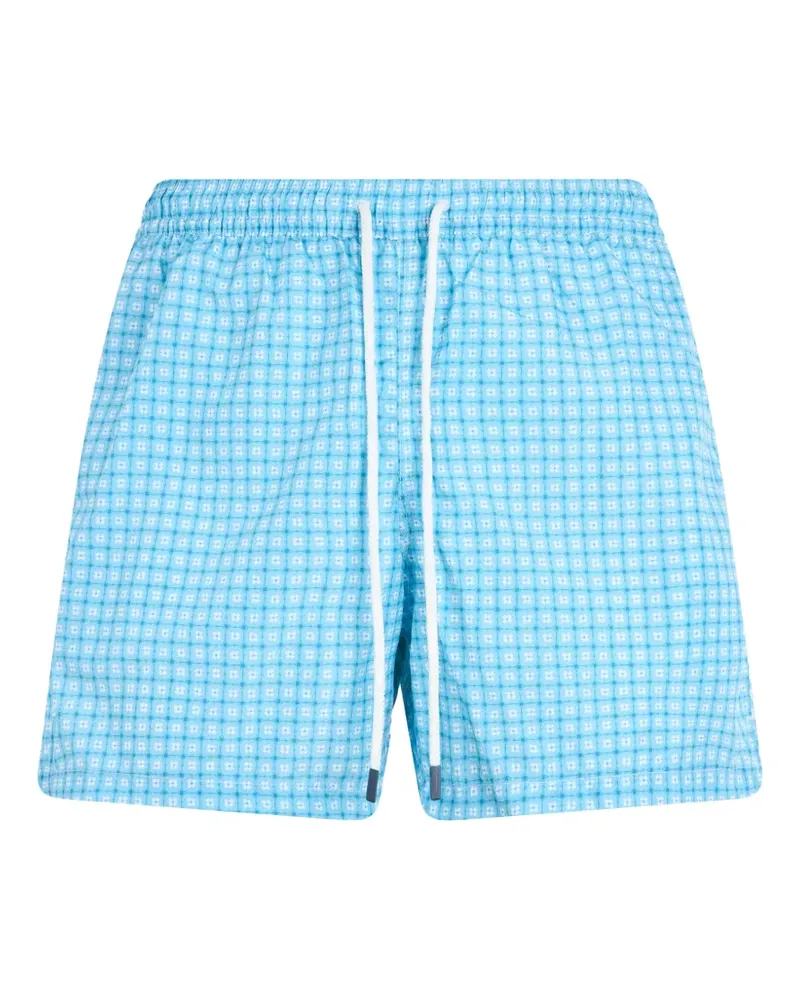Fedeli check-pattern drawstring swim shorts - Blau Blau