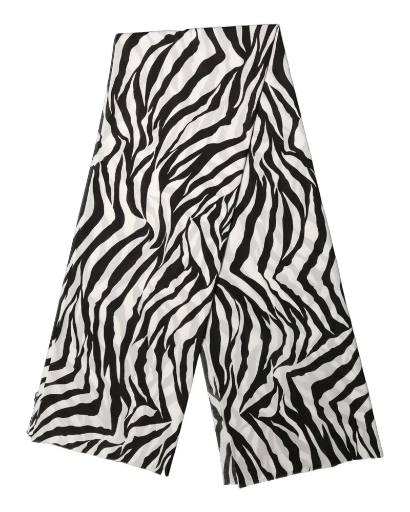 Dolce & Gabbana zebra-print lace-trimmed scarf - Schwarz Schwarz