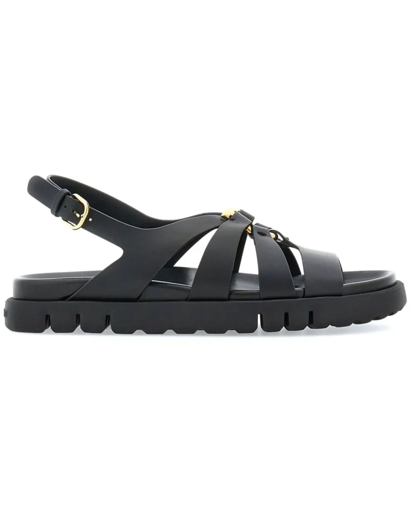 Ferragamo Sandalen mit Gancini-Schild Schwarz