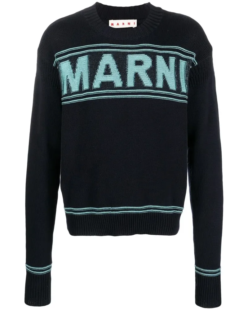 Marni Pullover mit Logo-Intarsie - Blau Blau