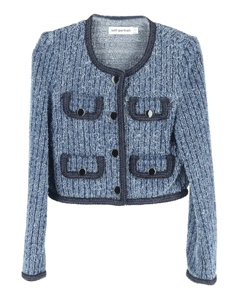 Self-Portrait textured denim jacket - Blau Blau