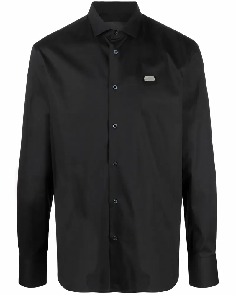 Philipp Plein Iconic Plein Hemd mit Diamond-Schnitt - Schwarz Schwarz