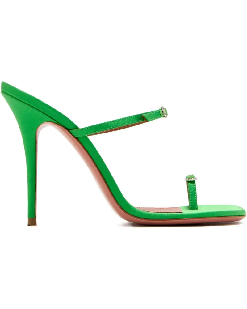Amina Muaddi Satin-Sandalen mit Kristall-Schnalle - Grün Grün