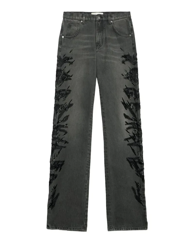 Blumarine zebra-embroidered regular-fit jeans - Schwarz Schwarz