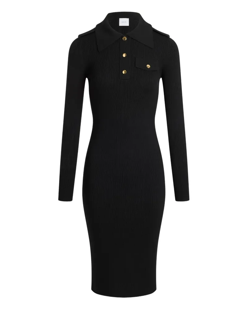 Patou Geripptes Midikleid - Schwarz Schwarz